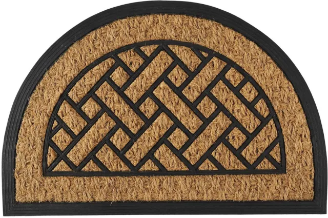 HOME DECO FACTORY Deurmat Madrid - half rond - 40 x 60 cm - borstelmat - kokosvezel en rubber Zwart