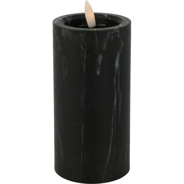 Home & Styling LED kaars -zwart marmer - D7,5 x H15 cm -met timer