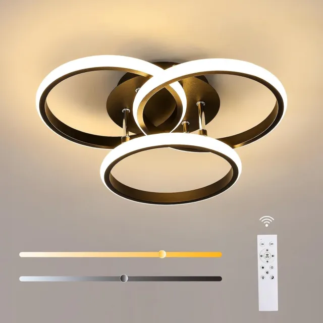 Haobosic 42W Dimbare LED Plafondlamp - Rond - Afstandsbediening - Dimbaar 3000K-6500K Zwart