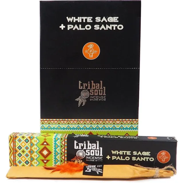 Tribal soul Wierookstokjes Tribal Soul White sage en Palo Santo 12 pakjes van 15 gram Zwart, groen, bruin