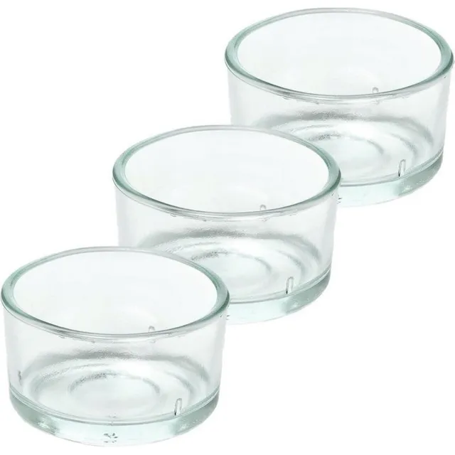 Trend Candles theelichthouder - 3x - glas - transparant - 4x3 cm - waxinelicht