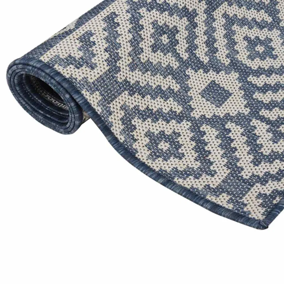 vidaXL Buitenkleed met patroon platgeweven 80x150 cm blauw, foto 3