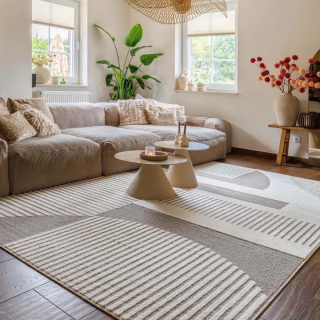 Nordic Weavers Japandi vloerkleed - Ridge Sora crème/grijs 80x150