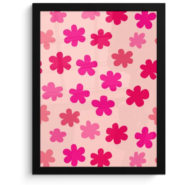 FrameYourWall Poster in lijst - Fotolijst 30x40 cm - Posters - Bloemen - Patroon - Roze - Posterlijst zwart - Decoratie - Wanddecoratie woonkamer - Muurdecoratie slaapkamer