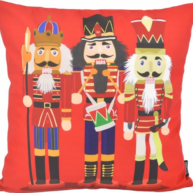 Gek op Kussens! Kerst 'Nutcracker' Notenkraker Kussenhoes | Katoen/Polyester | 45 x 45 cm Rood