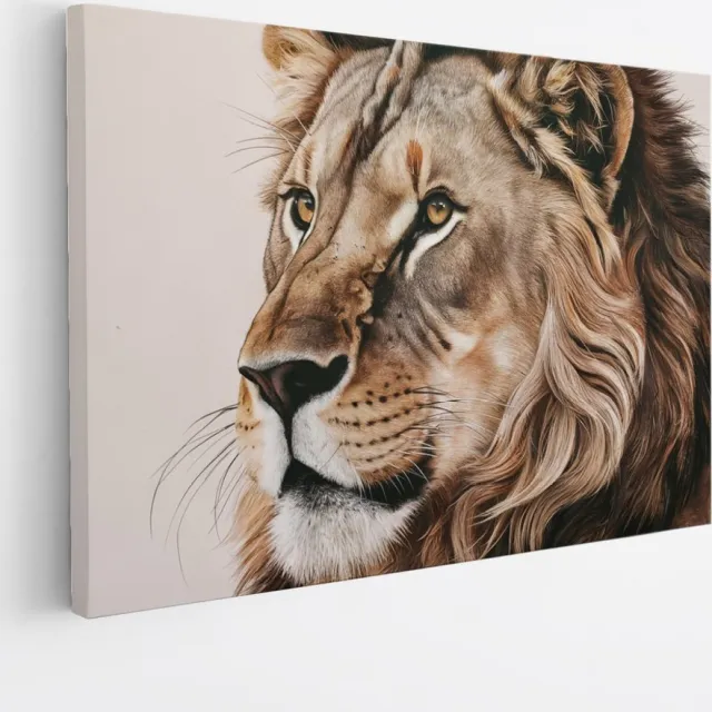 Saammp Canvas Schilderij - Leeuw - Portret - Dieren - Natuur - 60x40 - Foto op canvas - Wanddecoratie - Muurdecoratie Woonkamer - Slaapkamer decoratie - Canvas Print Multicolor