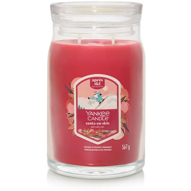 Yankee Candle Santa on Skis Large Jar Geurkaars - 90 branduren - twee lonten Rood