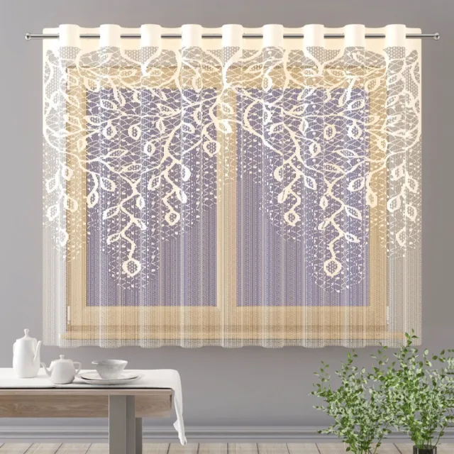 Wisan Yagmur- jacquard vitrage - Crème Gordijn 150 x150 cm - Curtains - Jacquardgordijnen- Crème - 150 x 150 cm