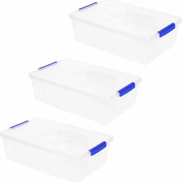 PLASTICFORTE Opbergbox met deksel - 8x - 2 liter - transparant - kunststof - opbergkist