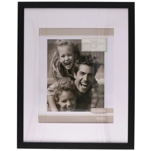 Gerimport Fotolijstje Paris - 28 x 35 cm - zwart - met passe partout - 20 x 25 cm - hout