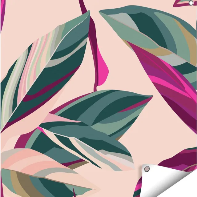 Gards Tuinposter Bloem Bladeren - Bloemen - Abstract - 70x70 cm - Tuindoek - Tuindecoratie - Wanddecoratie buiten - Tuinschilderij Multikleur