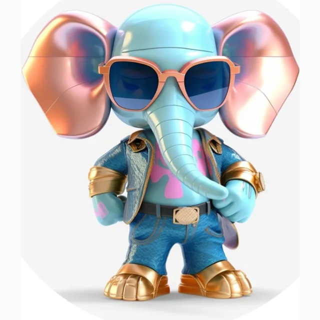 Myfinto Indoorart - Muurcirkel Stoere Olifant Forex 40 cm - Wanddecoratie - Afbeelding op Forex - Inclusief ophangplaat blauw, grijs, goud, koper, roze