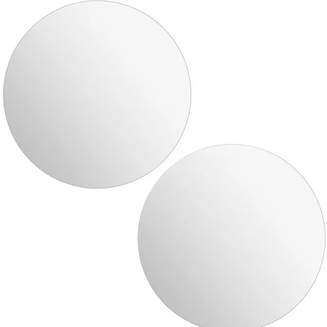 Five 5Five Plak spiegel tegels - 2x stuks - glas - zelfklevend - D39.9 cm - rond - muur/deur/wand Zilver