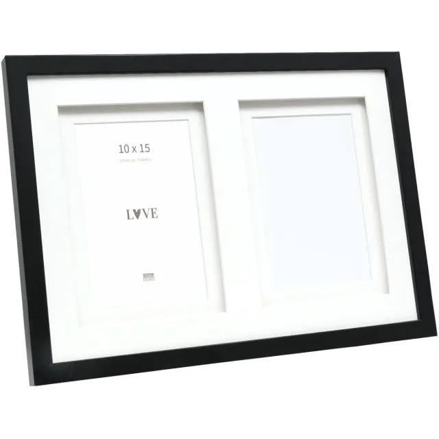 Deknudt Frames multifotolijst - zwart - passe-partout - 2 foto's 10x15