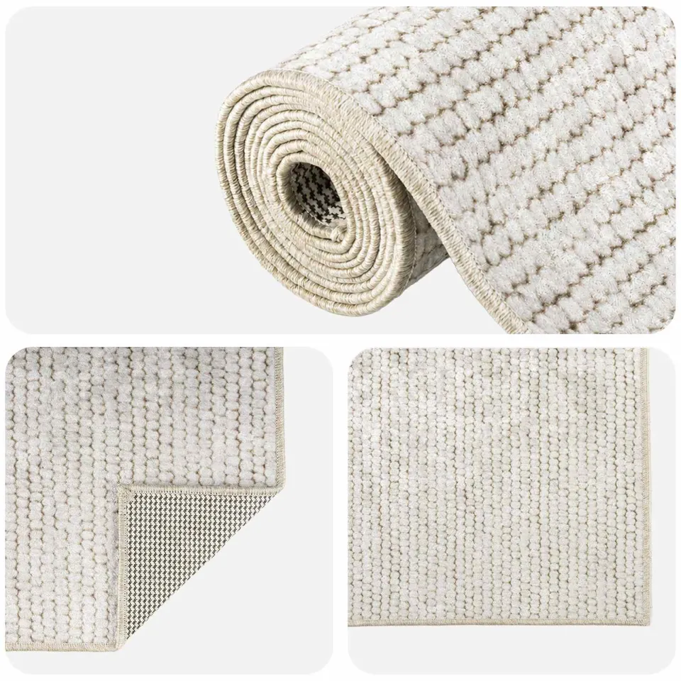 vidaXL Vloerkleed Crèmekleurig 100 x 100 cm 100% Polyester 3 mm, foto 4