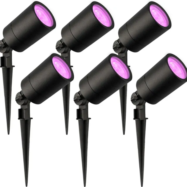 LEDVION 6X RGBWW LED Prikspots - Zwart - IP65 - 5W - 2M