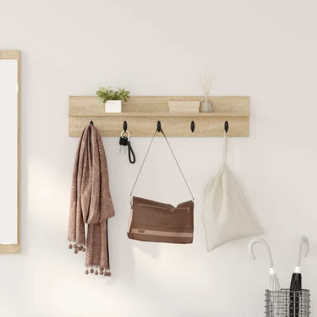 vidaXL Wandgemonteerde kapstok Sonoma Eiken 80 x 10,5 x 18 cm Beige