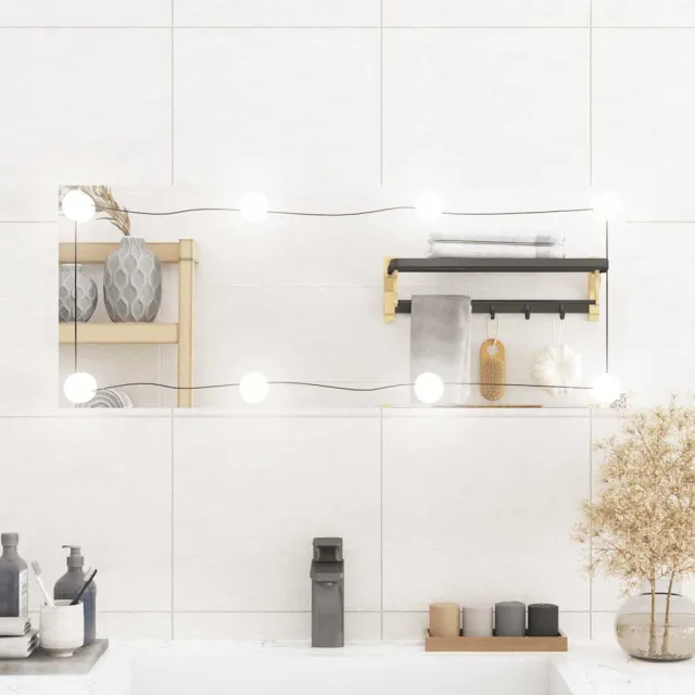 vidaXL Wandspiegel met LED's rechthoekig 30x80 cm glas Zilver