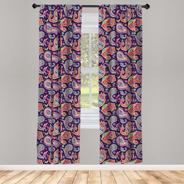 ABAKUHAUS Paisley gordijnen – 2-delige set 75x175 cm – paars, microvezel Lila