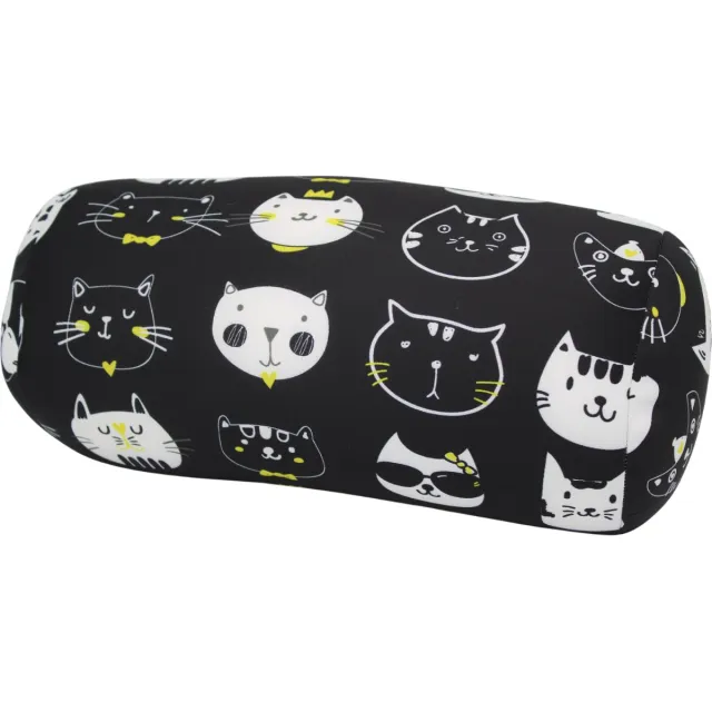 House of Healthbrands Kuschelmaxx Rolkussen - Sierkussen Rond Cilinder 17 x 33 cm - Katjes-design - Stevig en zacht - Mooie print - Gevuld met microgranulaat - Vormvast & Wasbaar - Ideaal voor op de bank, bed, auto of op reis - Inclusief Wasnet Zwart