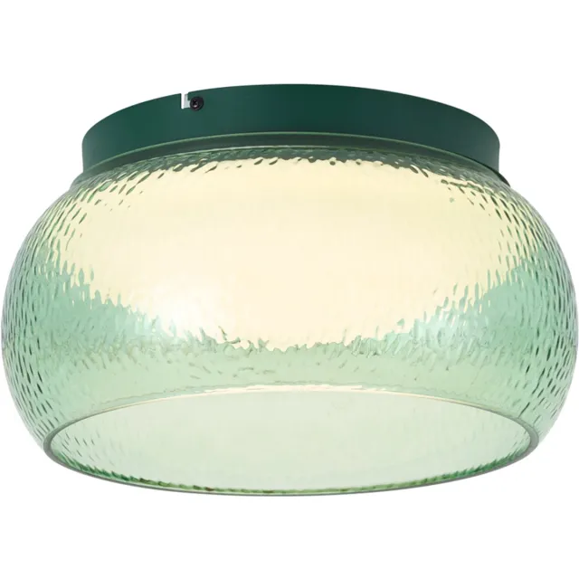 QAZQA led art deco plafondlamp, plafonniere - Thimble - groen, rond, dimbaar, 35cm, ideaal als home-office, kantoor, hal, slaapkamer en woonkamer lamp
