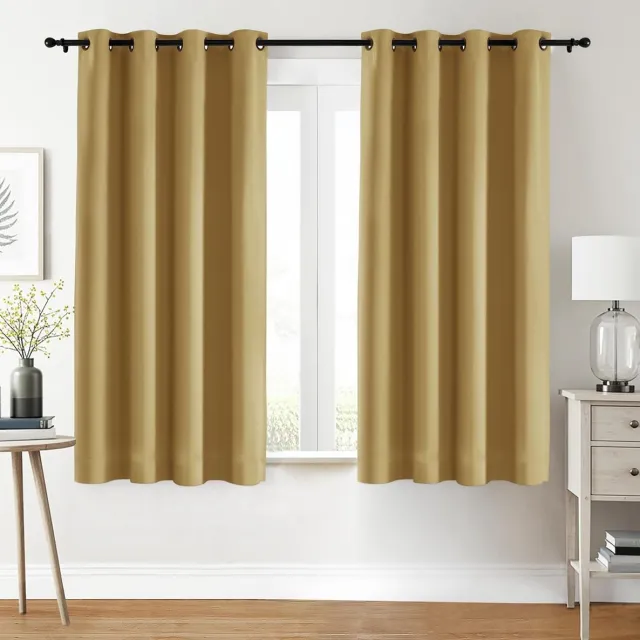 Famanu Thermisch verduisterende gordijnen met oogjes - 2 panelen - 117 x 137 cm - slaapkamer en woonkamer - beige - Japandi stijl