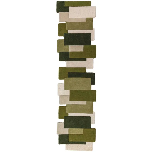 Flair Rugs Collage Modern Cut-Out wollen loper groen