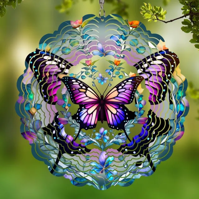 OEMG Kleurrijke vlinder windspinner, 25 cm metaal, vogelverschrikker, hangdecoratie voor tuin en terras