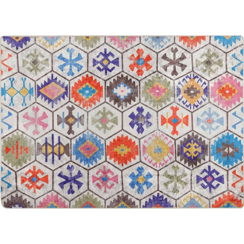 vidaXL Vloerkleed wasbaar 80x150 cm meerkleurig