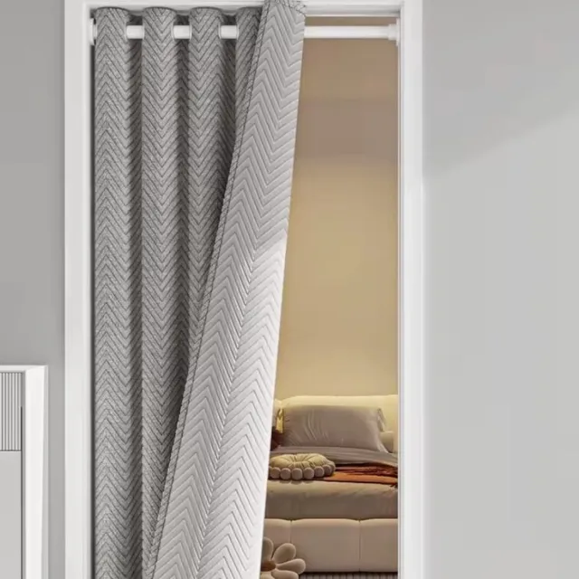 Winter Deurgordijn voor Slaapkamer Woonkamer Warmte-geïsoleerd Deurgordijn Warm Winter Deurgordijn– 137x213 cm – Grijs