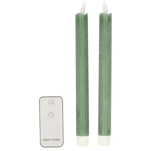 Anna's Collection LED dinerkaarsen - 2x st - jade groen - 23 cm - afstandsbediening - kaarsen