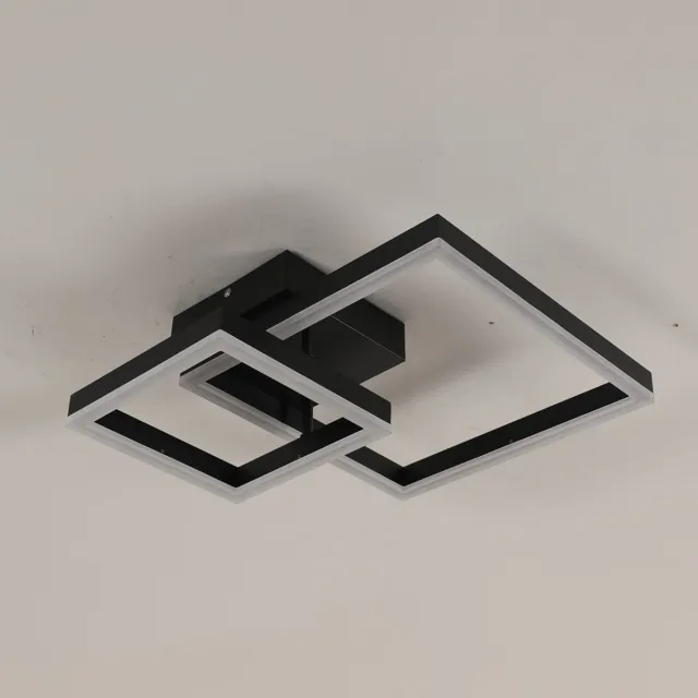 Haobosic Vierkante LED Plafondlamp - Zwart - 36W - 4500K Neutraal Wit Black