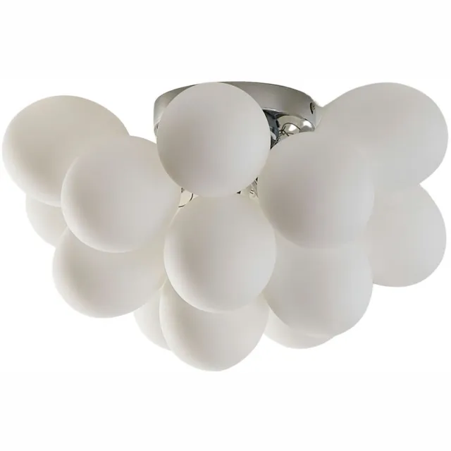 KOSILUM Bartali - Plafondlamp - Wit/Zilver - Metaal en glas