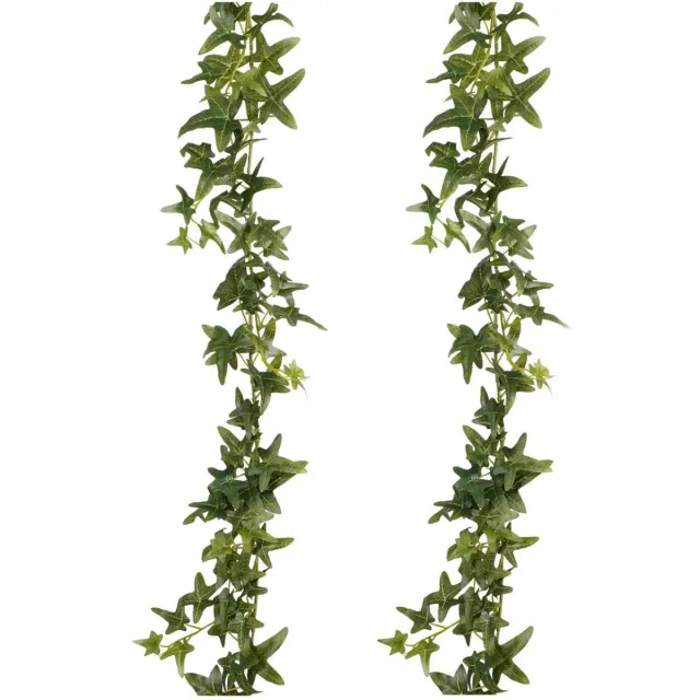 Mica Decorations Kunstplanten Hedera Slinger - 2x - 180 x 12 cm - groen - met grote bladeren - decoratief - bladgroen