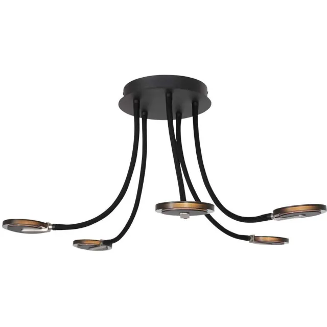 Steinhauer Plafonnieres Turound 3376ZW Zwart - Draaibaar en kantelbaar, van glas en metaal, Ø 91,5 cm, Steinhauer