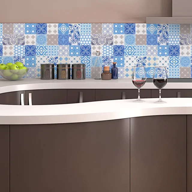 Ambiance Sticker Zelfklevende tegelmuurstickers voor keuken en badkamer - 16 tegelstickers met antieke barokke ornamenten - 16 stickers 10x10cm Multi color