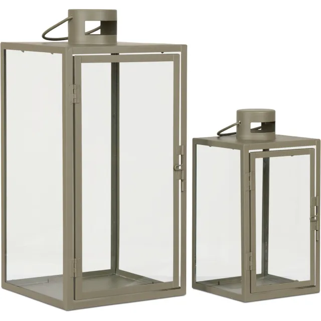Artichok Ted glazen windlicht groen - set van 2