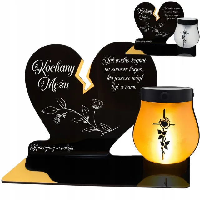 Decortrend Zonnegraflicht Hart met LED Vlam - Elegant Reminder Zwart met gouden accenten