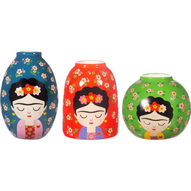 Sass & Belle Frida Kahlo - Drie Kleurrijke Minivaasjes multicolor
