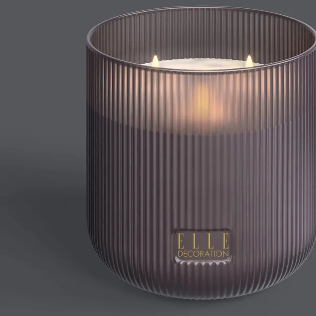 Sompex ELLE Decoration LED Kaars Belleville Taupe Frost 16x16 cm - Glas - 3 Vlammen - luxe glas met LED kaars op battarijen - mooi kado voor hem / haar / uit de Elle Decoration serie van Sompex