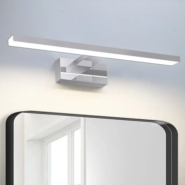 NETTLIFE LED Spiegellamp - 40CM - badkamerlamp - chroom - IP44 - modern - 8W - neutraal wit 4000K - wandlamp - LED Spiegelverlichting - voor kelder | keuken | badkamermeubel