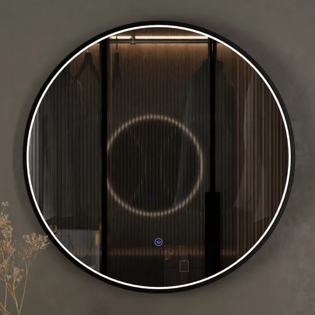 Planetmöbel LED Spiegel VELUNA 80 cm Rond Dimbaar met Rand