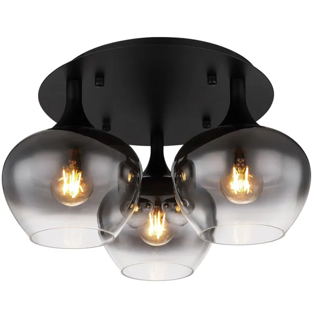 Globo plafonniere - Maxy - zwart - glas smoke glas - Ø 45cm - E27 - 15548-3D
