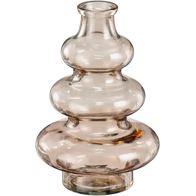 Mica Decorations Bloemenvaas Sira - transparant glas - beige - D14,5 x H22 cm - vaas - sierlijk model Licht beige