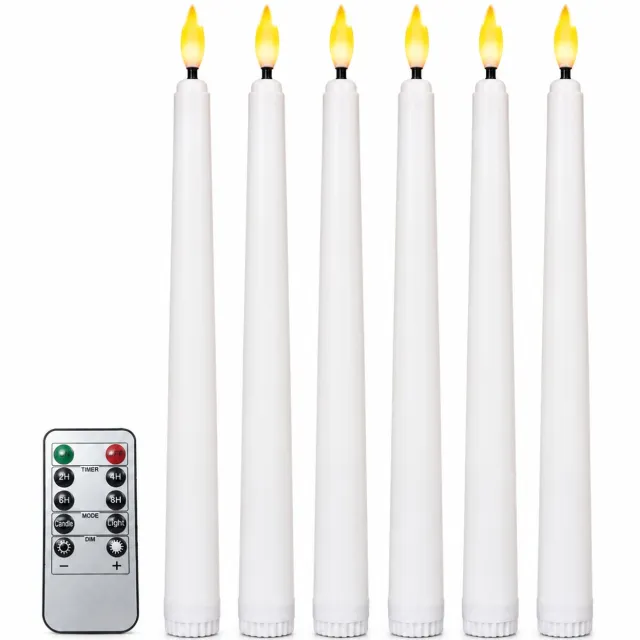 SWGOTA led kaarsen, set van 6 witte staafkaarsen, 27 cm hoog, met 10-knopsafstandsbediening, op batterijen voor binnendecoratie