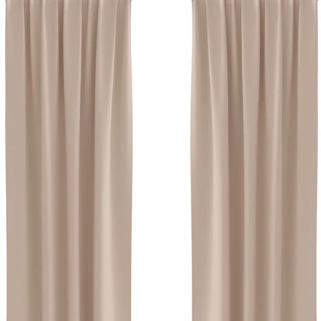 vidaXL Blackout - Gordijnen - met - Ringen - 2 - st - Taupe - 225 - x - 140 - cm - Polyester