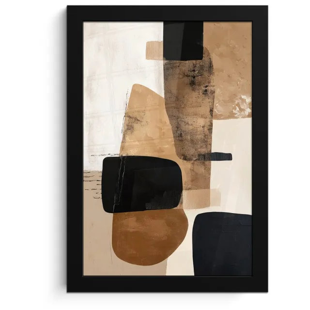 FrameYourWall Poster in lijst - Fotolijst 20x30 cm - Posters - Vlakken - Abstract - Zwart - Strepen - Posterlijst zwart - Decoratie - Wanddecoratie woonkamer - Muurdecoratie slaapkamer