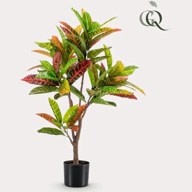 Green Boutiq Kunstplant - Croton Codiaeum - Wonderstruik - 95 cm Geel