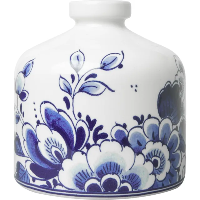 Heinen Delfts Blauw Vaas Bloem - Rond - Keramiek - 13 cm Blauw/Wit