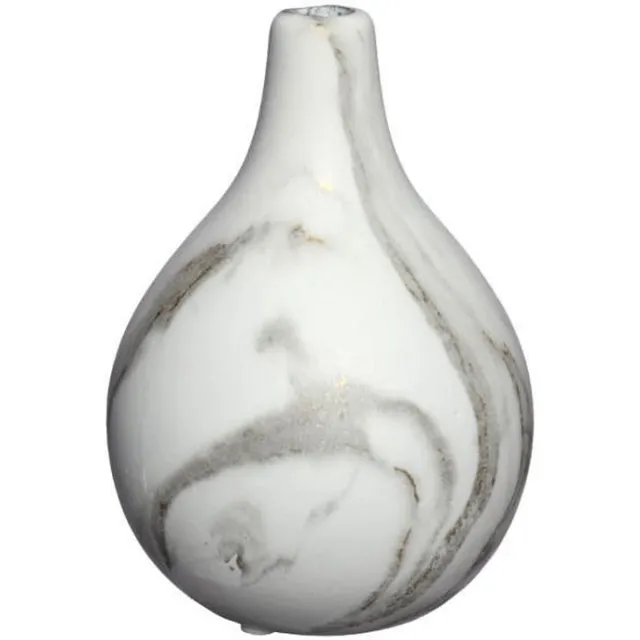Ideas 4 Seasons Idea4Seasons Bloemenvaas Dazzle - Marmer-look - Wit/Goud - Keramiek - D12 cm x H18 cm - vaas